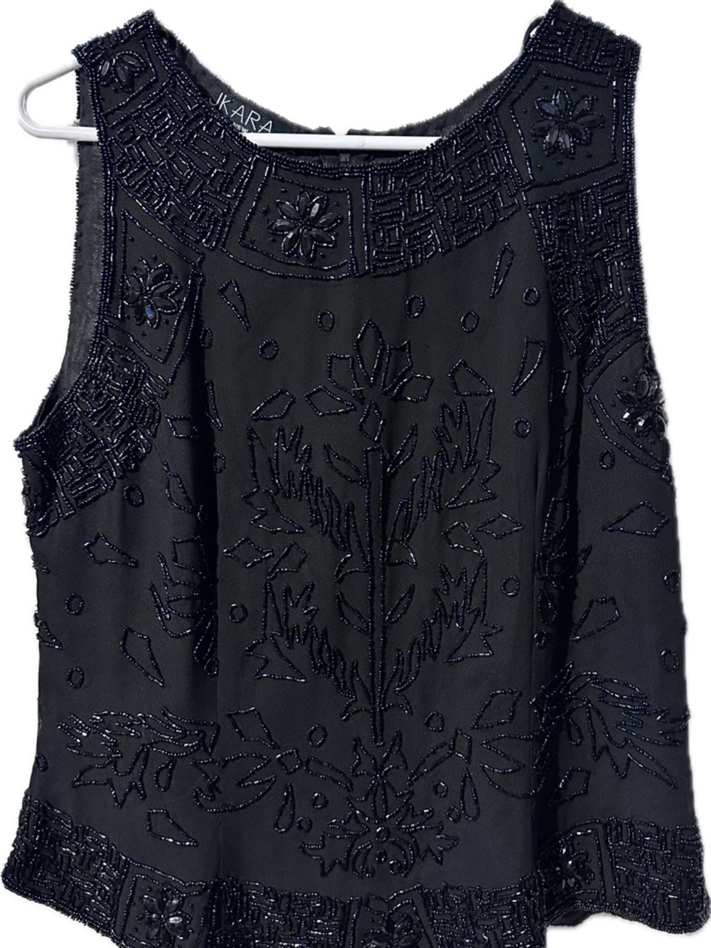 J Kara Black Beaded Sleeveless beaded Evening Top